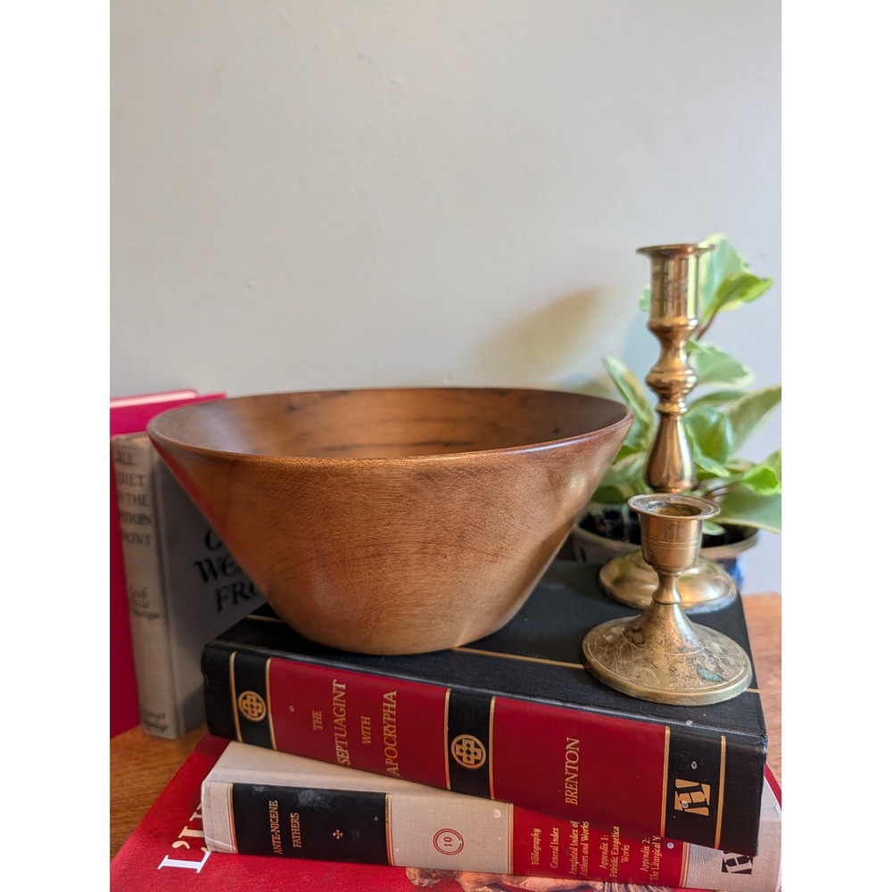 Vintage MCM Hand Turned Oregon Myrtlewood Bowl Artisanal Studio Wood Centerpiece